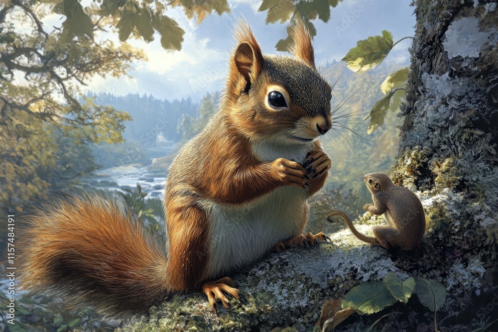 Obraz premium squirrel on a tree