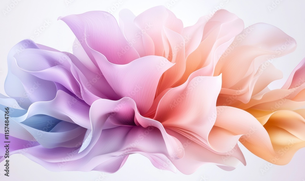 Soft Pastel Abstract Flower Petals Flowing Gracefully in a Dreamy Background