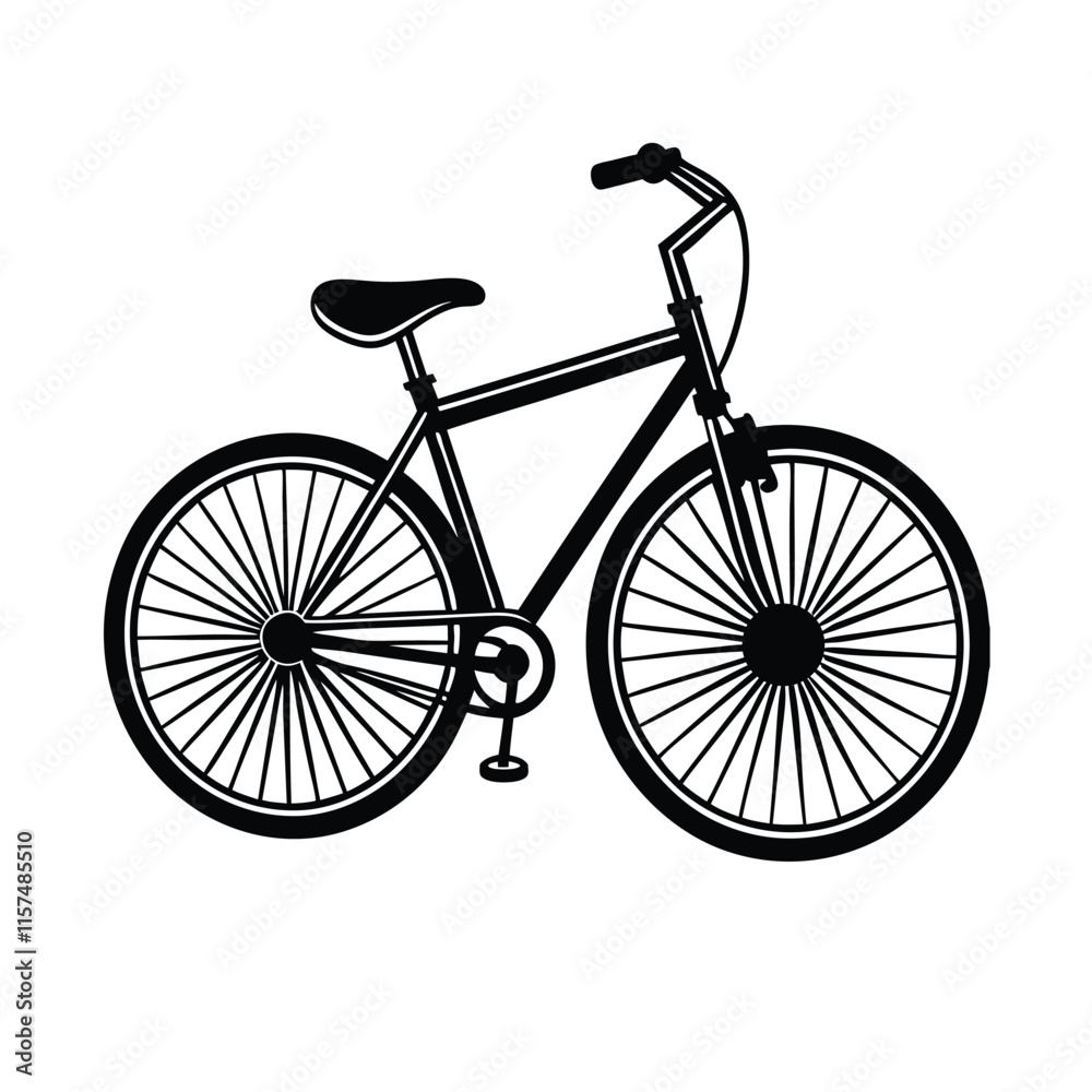 Fototapeta premium Bicycle silhouette Vector illustration and solid white Background