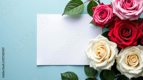 Exquisite Rose Arrangement in White Frame: Perfect for Mother's Day, Valentine's, and Birthday Cards