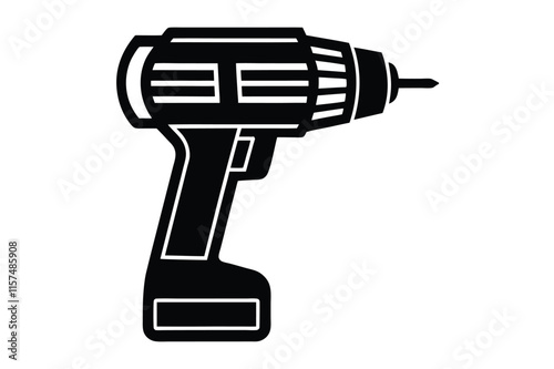 attractive electric drill machine silhouette vector illustration