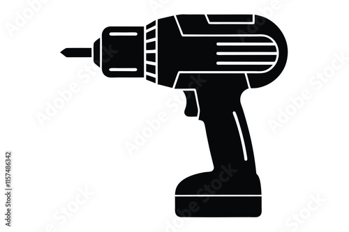 attractive electric drill machine silhouette vector illustration