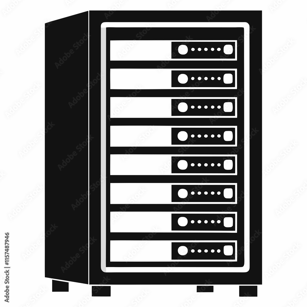 Server Rack Silhouette Vector Illustration Server Rack Silhouette Vector Illustration