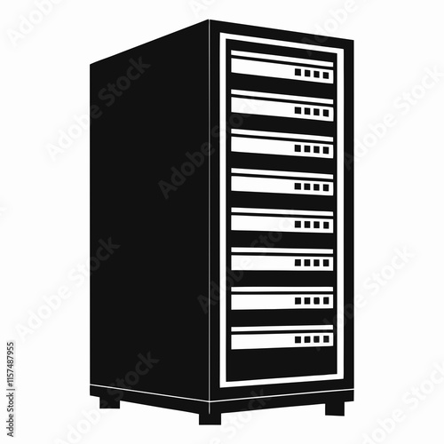 Server Rack Silhouette Vector Illustration