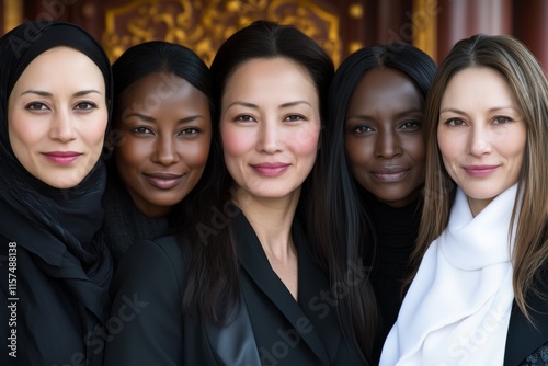 Close-up of multicultural women embracing diversity and empowerment photo