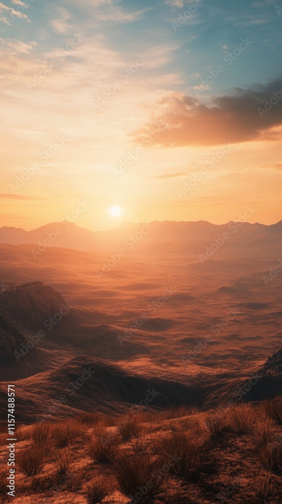 Fototapeta premium sunset in a desert with copy space vertically 9:16