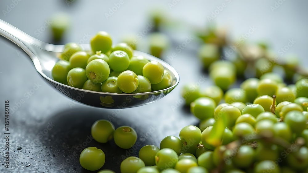 Green Peas on Spoon - Fresh, Healthy, Food Photography Green Peas on Spoon - Fresh, Healthy, Food Photography