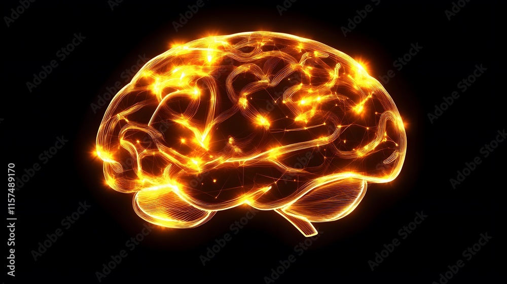 Fototapeta premium Neural activation visualization digital art brain scientific exploration abstract environment close perspective