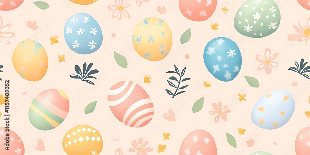 A seamless pattern with colorful Easter eggs A seamless pattern with colorful Easter eggs