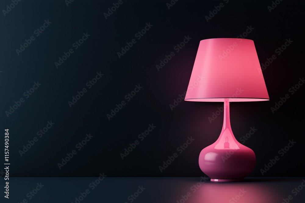 Pink Table Lamp with Dark Background – Minimalistic Design Concept
