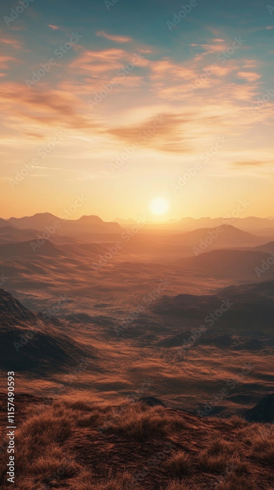 Fototapeta premium sunset in a desert with copy space vertically 9:16