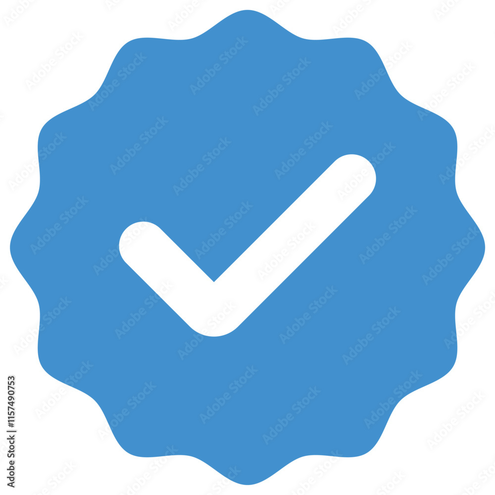 Blue Verified badge icon set. Collection of different style star shaped social media icons Blue Verified badge icon set. Collection of different style star shaped social media icons