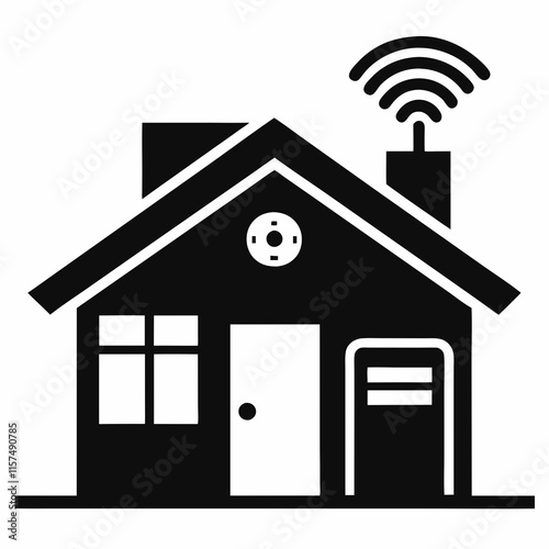 Smart Home Silhouette Vector Art