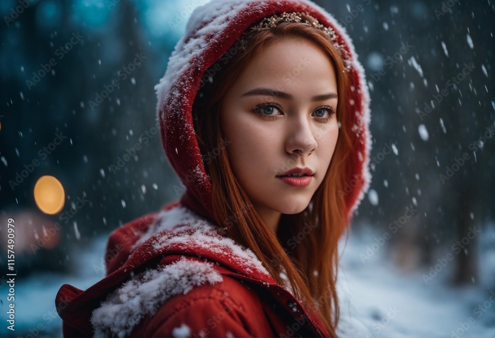 A beautiful girl in Snowfall A beautiful girl in Snowfall