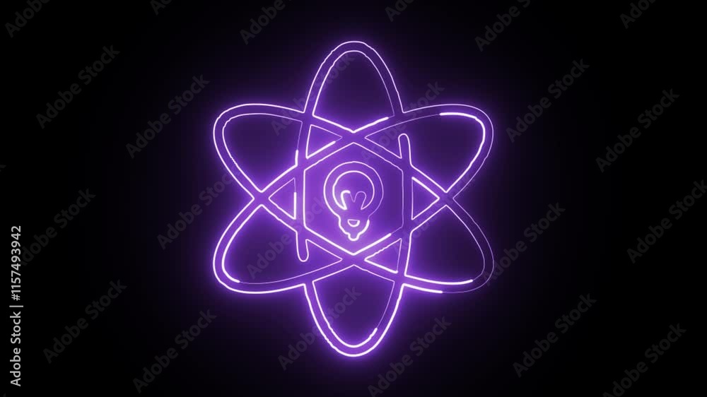 glowing neon invention icon isolated on black background. HD video motion graphic animation glowing neon invention icon isolated on black background. HD video motion graphic animation