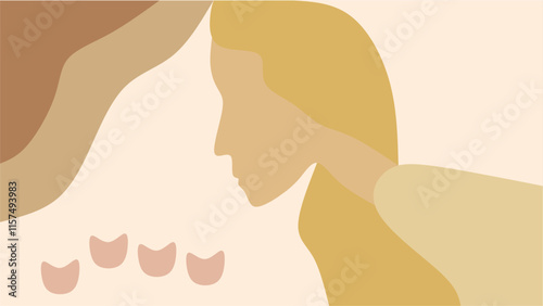 Abstract Blonde Woman Profile Minimalist Earthy Tones Design