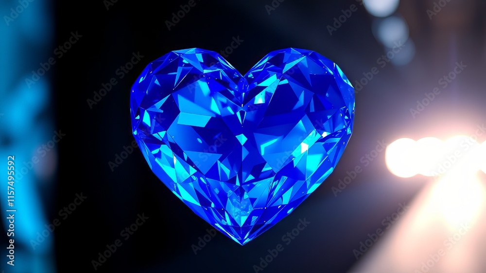 Magical Blue Crystal Heart, Stunning 3D Render, High Resolution Magical Blue Crystal Heart, Stunning 3D Render, High Resolution
