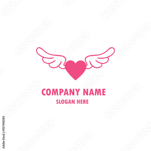 love typography heart shape logo