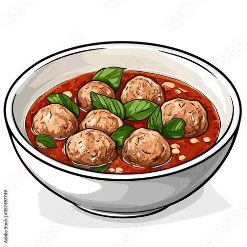 Indonesian Bakso Meatball Soup Illustration