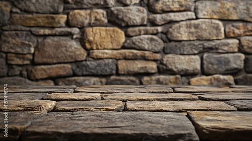 A stone wall with a stone ledge photo