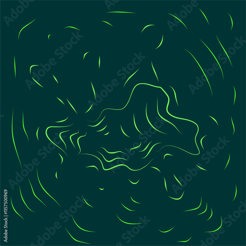 Abstract Green Line Art Dark Background Swirling Design Minimalist Style