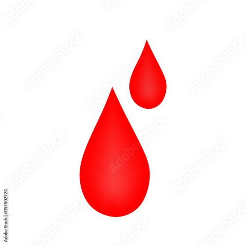 Two Red Blood Drops Simple Graphic Design White Background