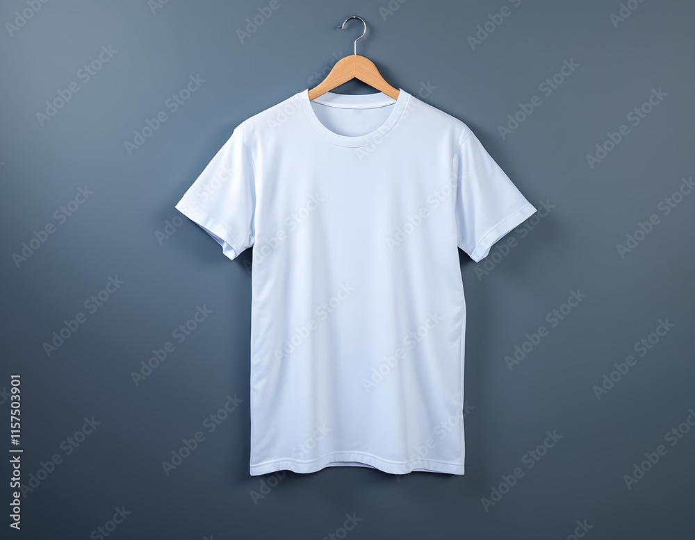 Minimalist White T-Shirt Front Mockup on Plain Background Minimalist White T-Shirt Front Mockup on Plain Background