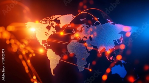 Global network connections with vibrant colors.