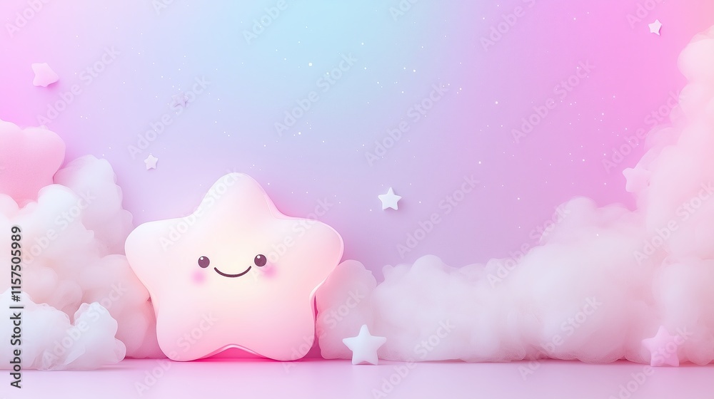 A single glowing star forming into a radiant smile amidst a pastel cosmic background, creating a serene and dreamy atmosphere A single glowing star forming into a radiant smile amidst a pastel cosmic background, creating a serene and dreamy atmosphere