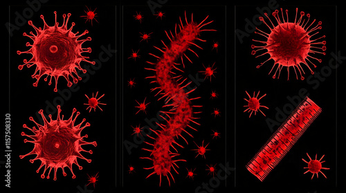 Wallpaper Mural Red Virus 3D Illustration Torontodigital.ca