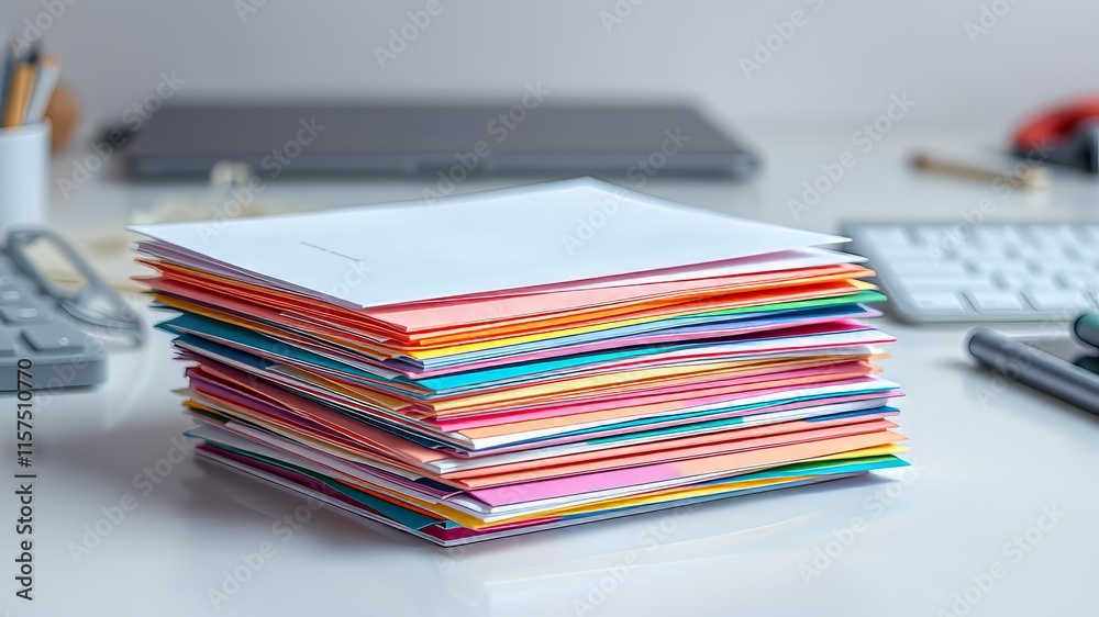 Stack of Letters on Blank Desk - Bright & Colorful AI Photography Stack of Letters on Blank Desk - Bright & Colorful AI Photography