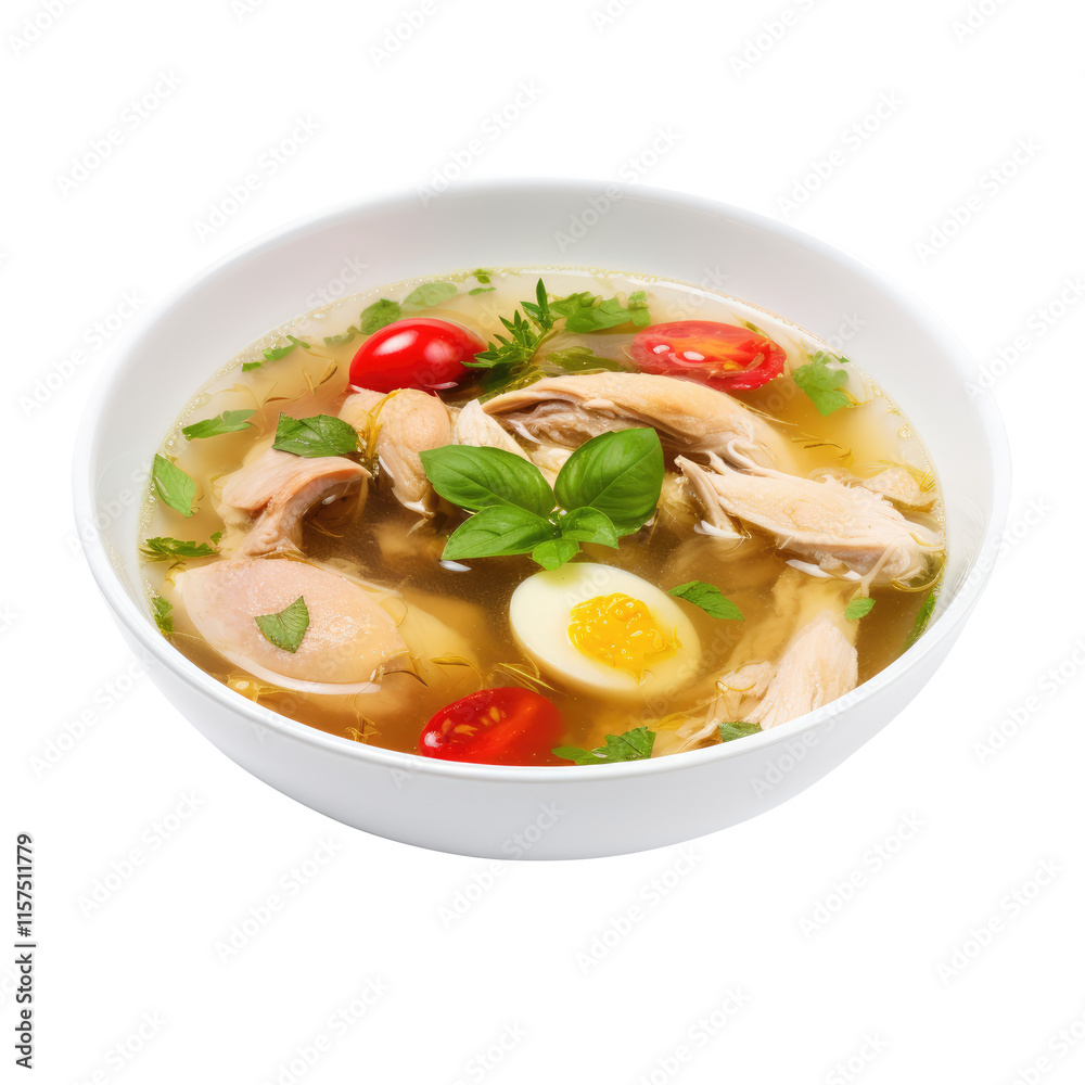 Chicken soup in a bowl Isolated on Transparent Background, clipping path Chicken soup in a bowl Isolated on Transparent Background, clipping path