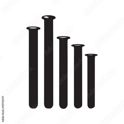 Medical  test tube silhouette set vector art  black color design and solid white background 