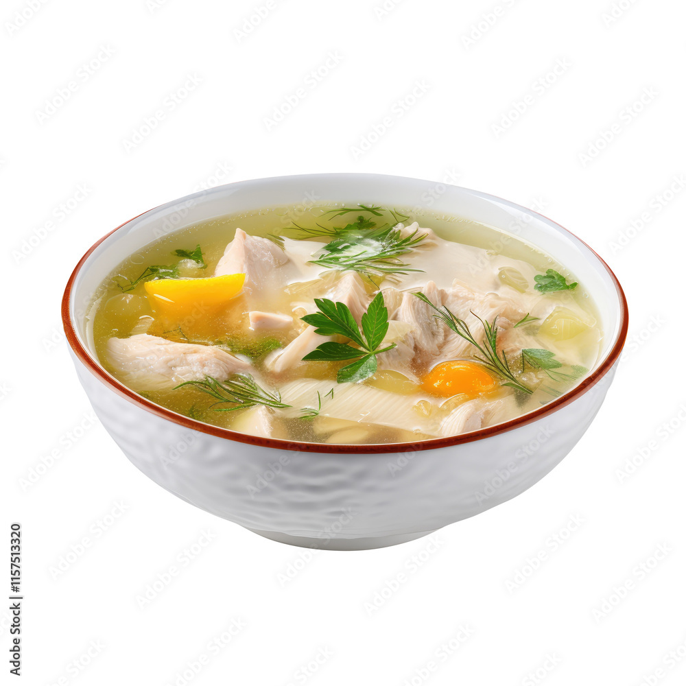 Chicken soup in a bowl Isolated on Transparent Background, clipping path Chicken soup in a bowl Isolated on Transparent Background, clipping path