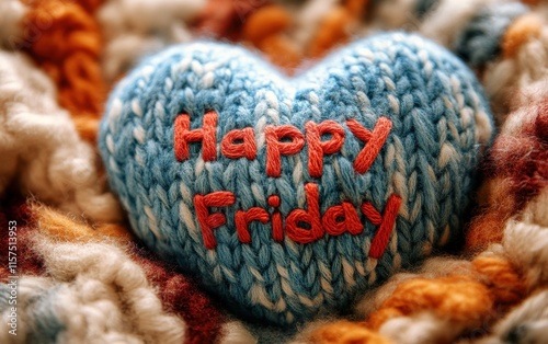 A Cozy Knitted Heart Wishing Happy Friday: A Delightful Weekend Greeting