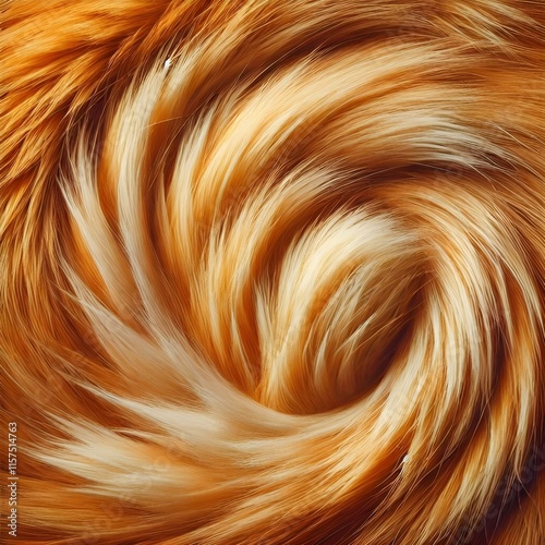 Swirling Fur: A mesmerizing abstract texture of ginger cat fur, creating a captivating whirlpool of soft, warm hues. The intricate pattern of fur is like a brushstroke. photo