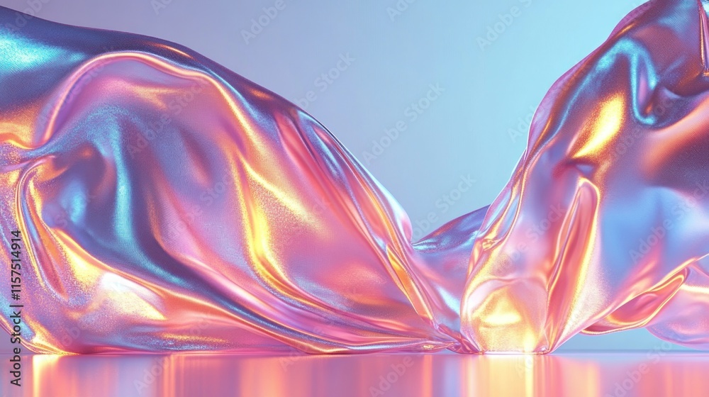 Obraz premium Abstract background with white frame, iridescent and holographic tones, with a white frame.