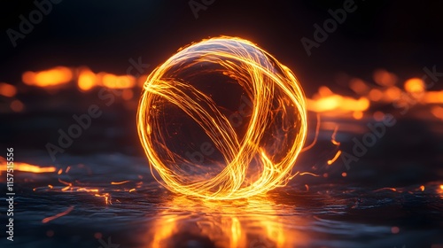 Dynamic fireball action abstract environment digital art vibrant glow creative concept photo