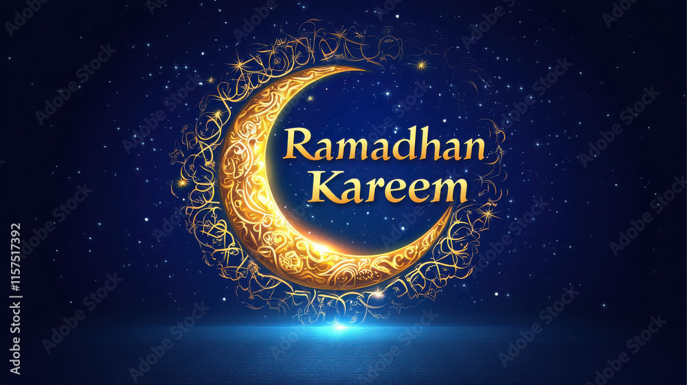 A decorative crescent moon with the text A decorative crescent moon with the text
