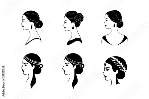 Curly Hair African Woman Silhouette – Black Profile, Ideal for Illustrations and Branding Materials