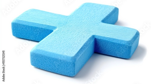 Soft and Bright Blue Plus Sign Icon on a Clean White Background for Positive Representation and Symbolism in Design, Health, and Medical Themes