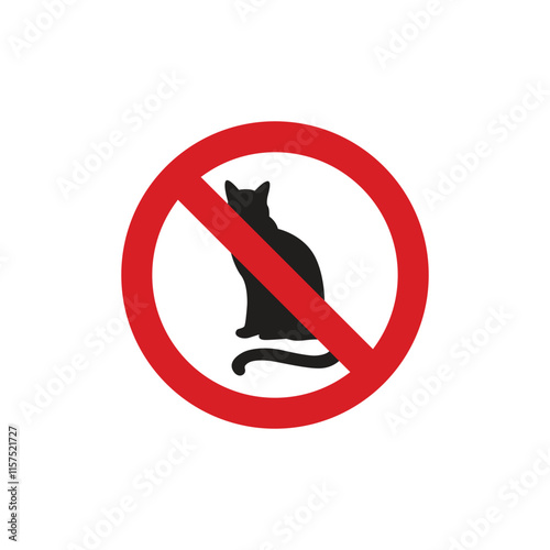 No cat allowed sign, no cat silhouette sign logo vector