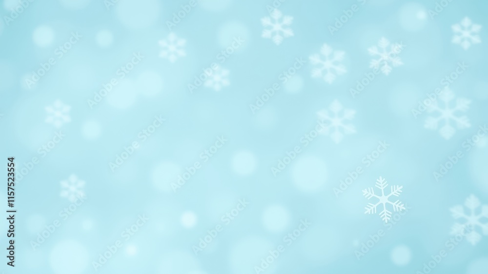 Soft Blue Winter Background with Scattered Snowflakes and Bokeh Effects Soft Blue Winter Background with Scattered Snowflakes and Bokeh Effects