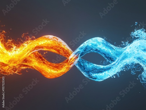 Dynamic interplay of fire and water in harmonious motion.