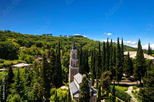 Bodbe Monastery in the Kakheti region. Sights of Georgia