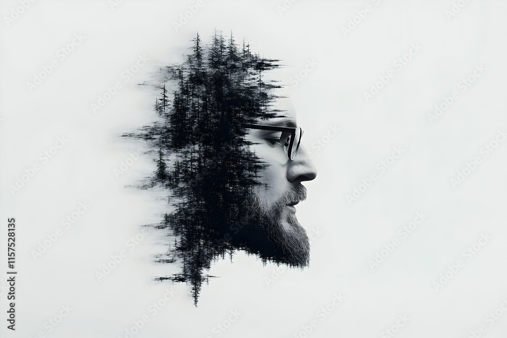 Forest Man Double Exposure Illustration Forest Man Double Exposure Illustration
