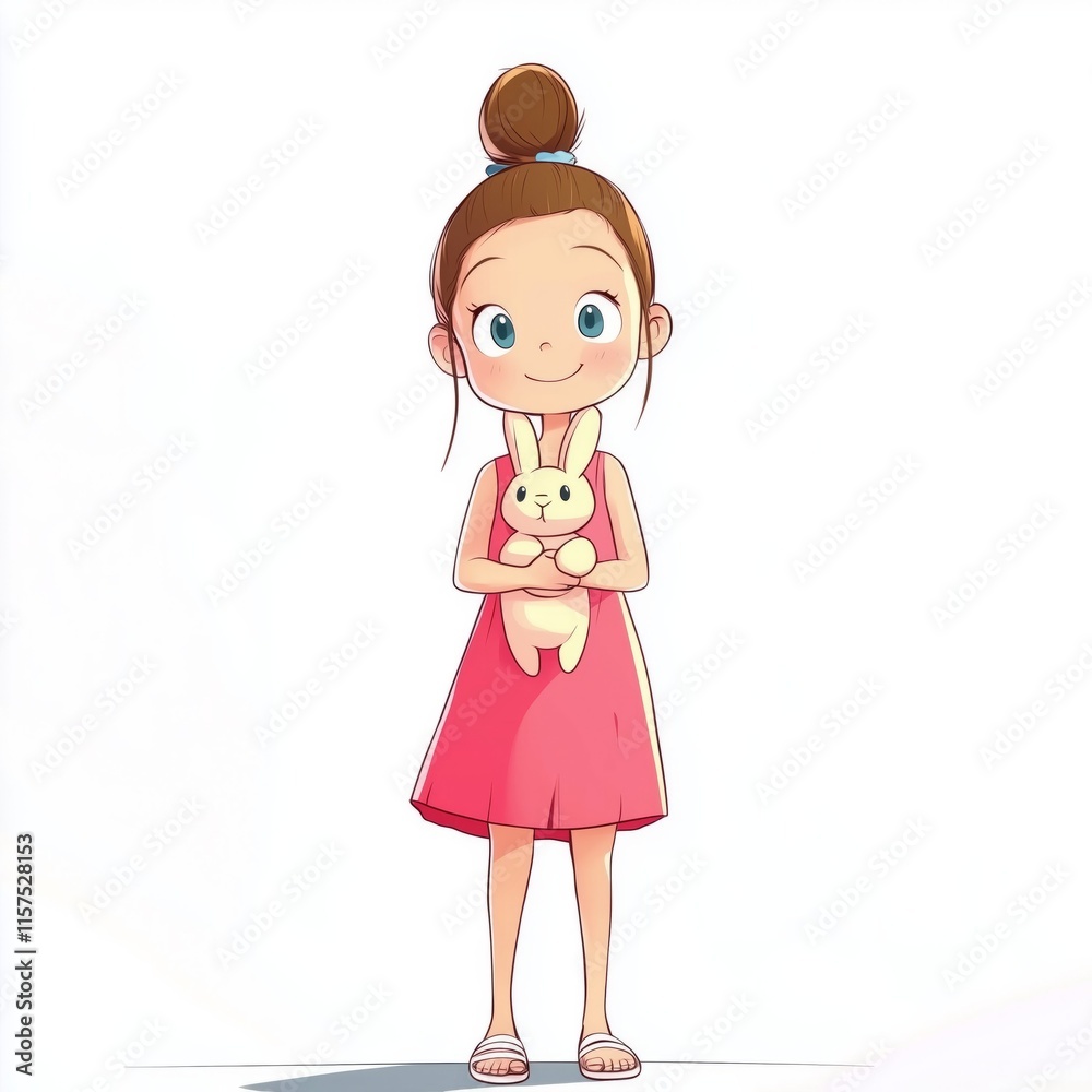 Cute little girl hugging her plush bunny toy Cute little girl hugging her plush bunny toy
