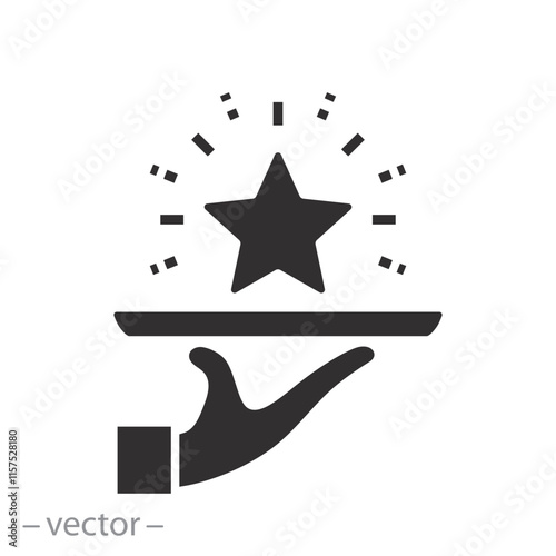 best quality service, special offer icon, premium waiter concept, bonus for vip customer, flat vector illustration
