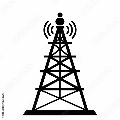 Cellular Tower Silhouette Vector Art