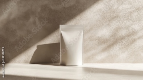 A mockup of a white, flexible kraft carton pouch photo